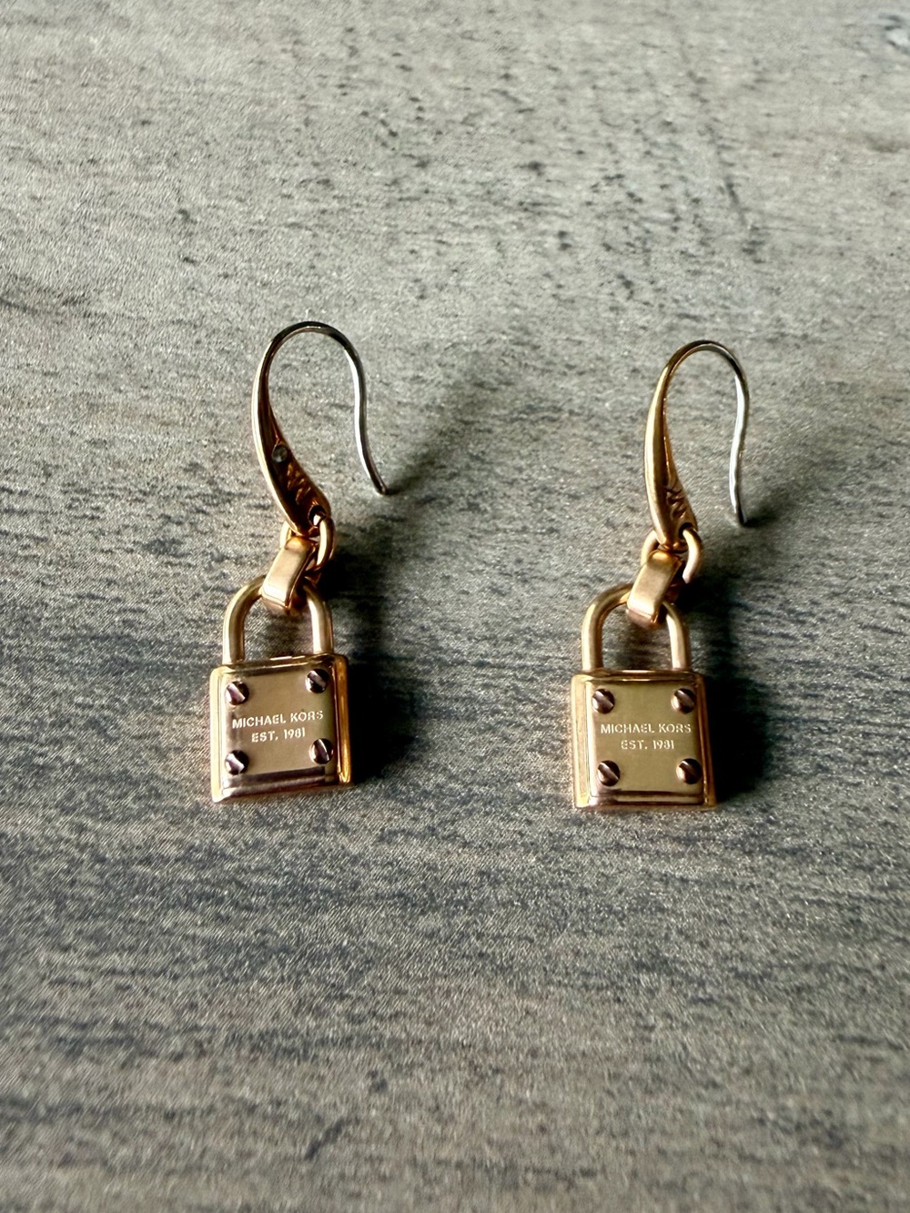 Michael Kors Rose Gold Padlock Drop Hook Earrings